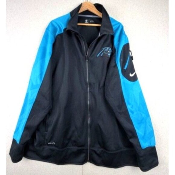 Nike NFL Carolina Panthers Dri-Fit field Full-Zip Jacket Black & Blue Men's 3XL - Picture 1 of 12
